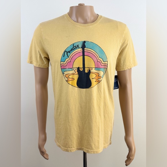 Fender Other - Lucky Brand Yellow Fender Guitar Graphic T-shirt, Unisex Size Medium